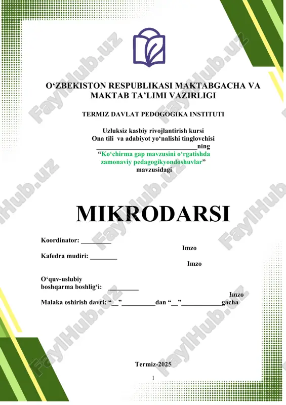 uzluksiz kasbiy rivojlantirish kursi — DOCX