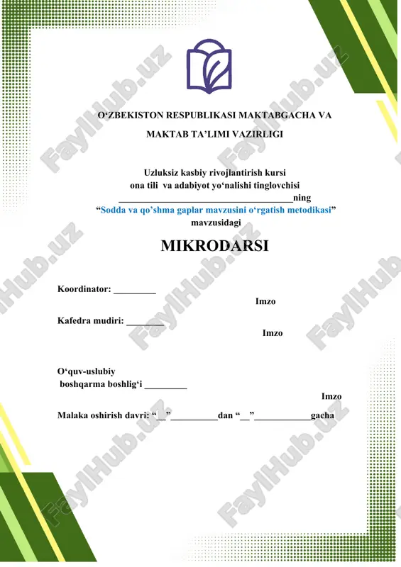 uzluksiz kasbiy rivojlantirish kursi — DOCX
