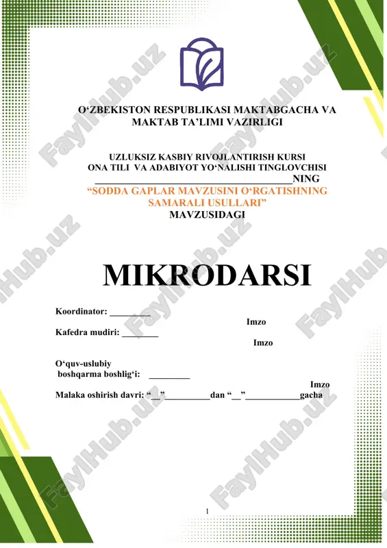 uzluksiz kasbiy rivojlantirish kursi — DOCX