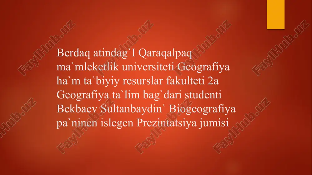 biogeografiya pániniń predmeti — PPTX