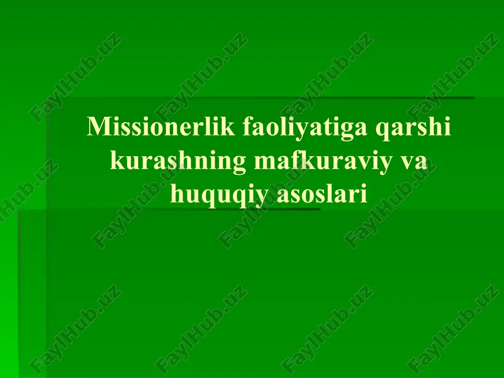 o’zbekistonda faoliyat olib borayotgan diniy konfessiyalar — PPTX