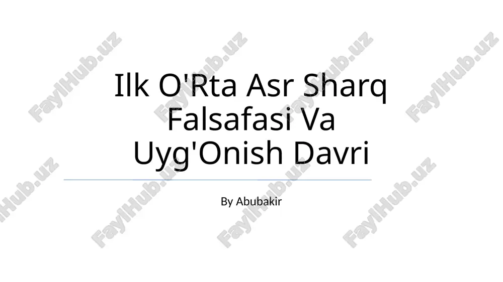 ilk o'rta asr sharq falsafasi va uyg'onish davri — PPTX