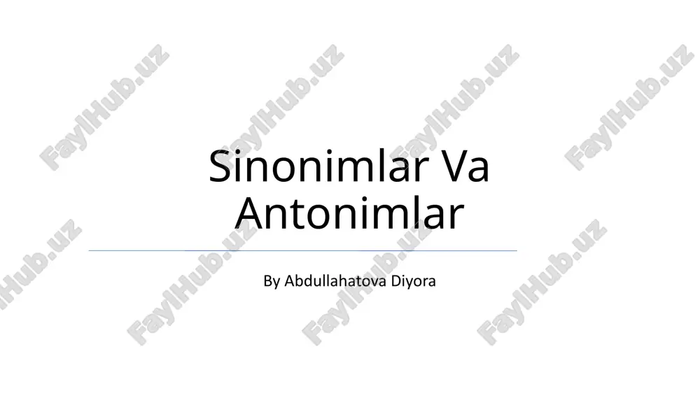 sinonimlar va antonimlar — PPTX