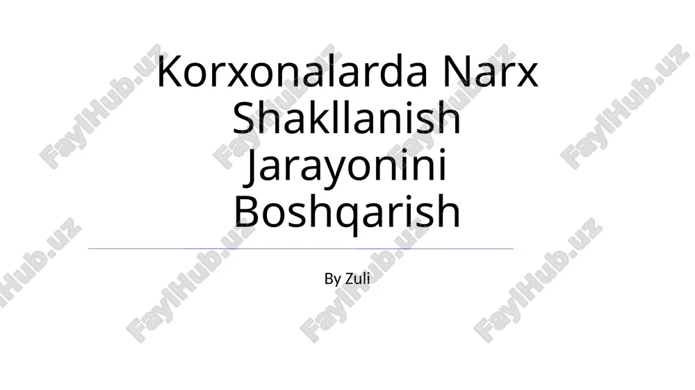 korxonalarda narx shakllanish jarayonini boshqarish — PPTX