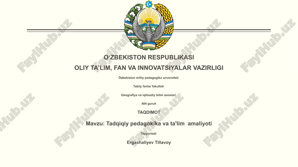 tadqiqiy pedagokika va ta'lim amaliyoti — PPTX