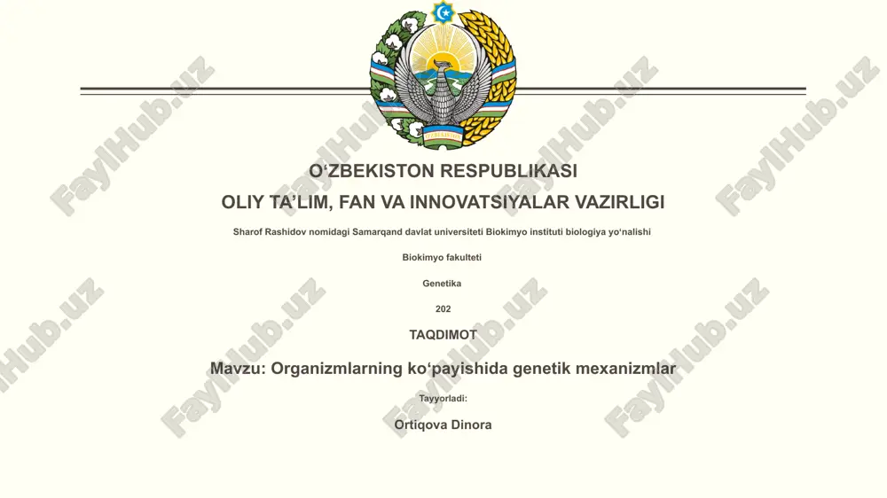 organizmlarning koʻpayishida genetik mexanizmlar — PPTX