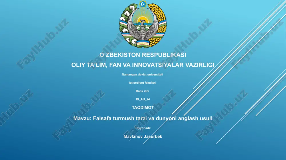 falsafa turmush tarzi va dunyoni anglash usuli — PPTX