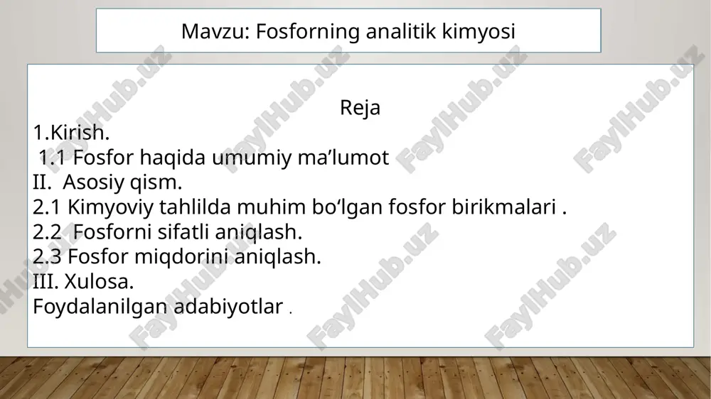 fosforning analitik kimyosi — PPTX