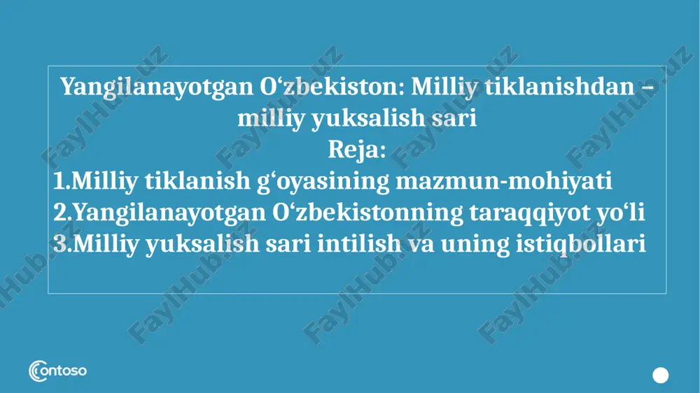 yangilanayotgan o‘zbekiston milliy tiklanishdan – milliy yuksalish sari — PPTX