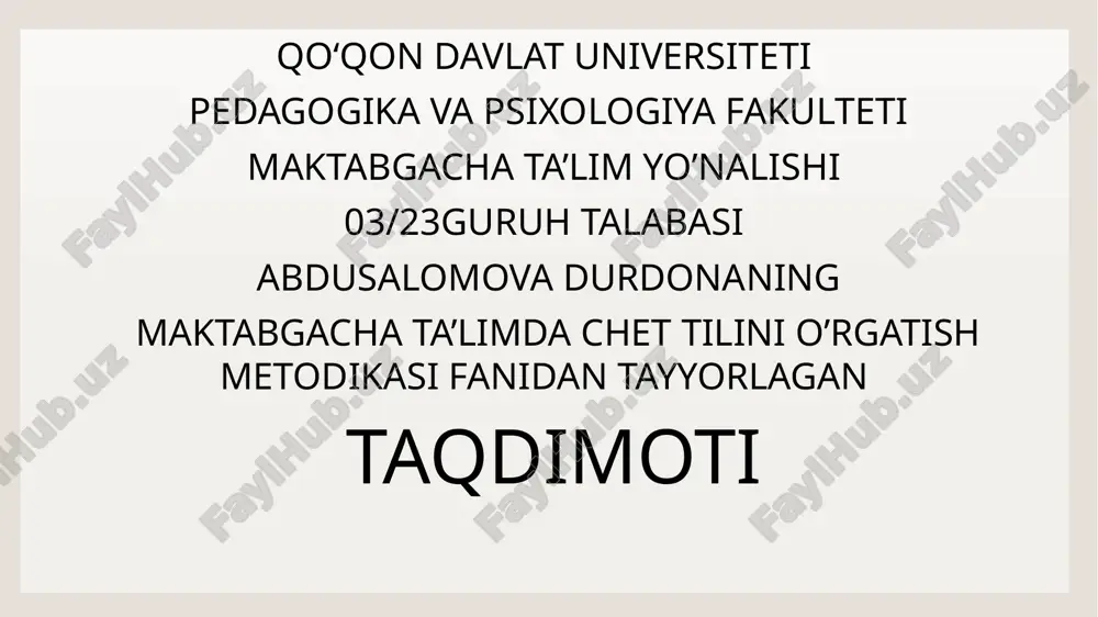 maktabgacha yoshdagi bolalarga ingliz tilini o‘rgatishning zamonaviy usullari — PPTX