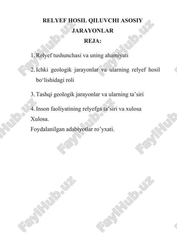 relyef hosil qiluvchi asosiy jarayonlar — DOCX