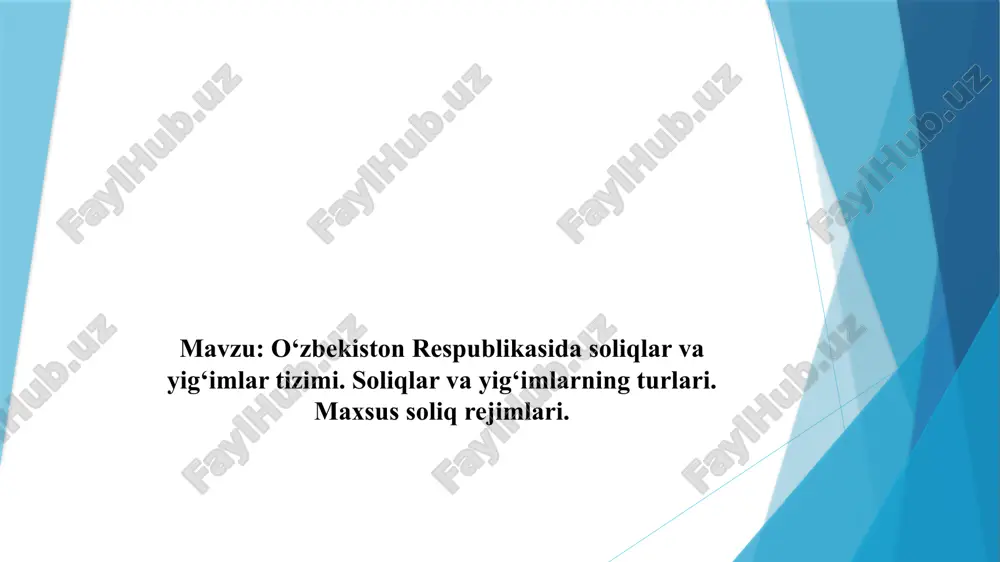 soliqlar va yig‘imlar tizimi — PPTX