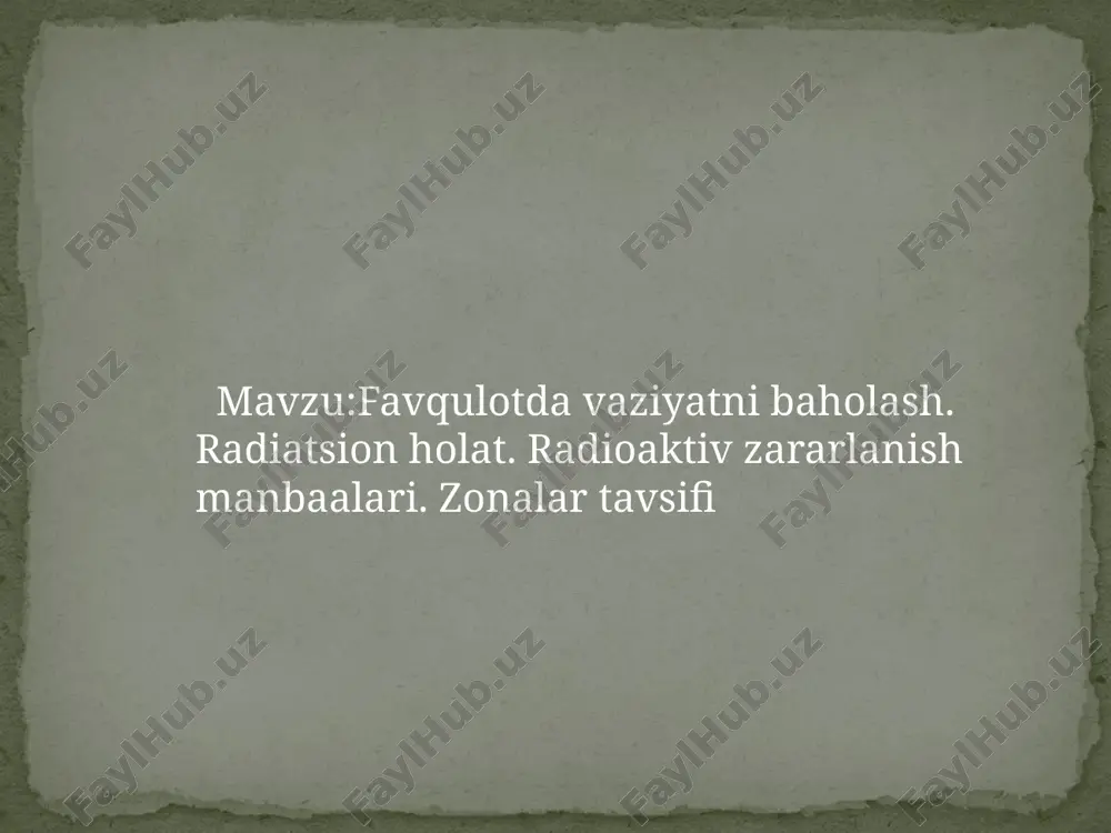 favqulotda vaziyatni baholash — PPTX