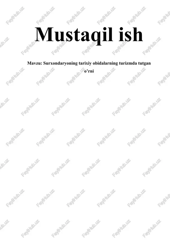 surxondaryoning tarixiy obidalarning turizmda tutgan o’rni — DOCX