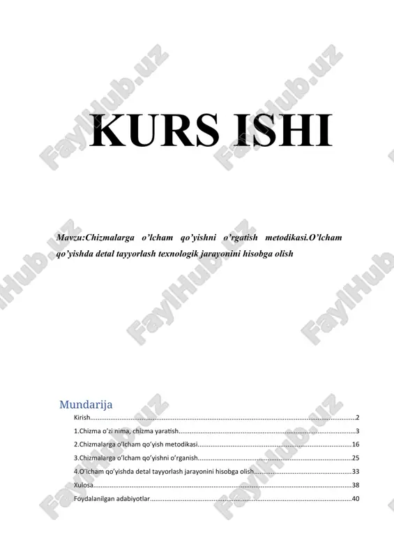 chizmalarga o’lcham qo’yishni o’rgatish metodikasi — DOCX