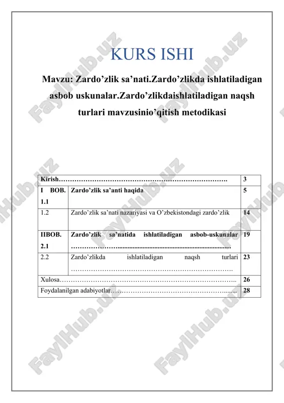 zardo’zlik sa’nati — DOCX