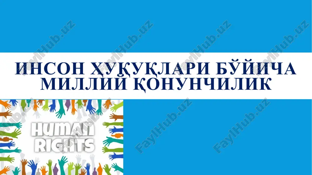 inson huquqlari bo'yicha milliy qonunchilik — PPTX