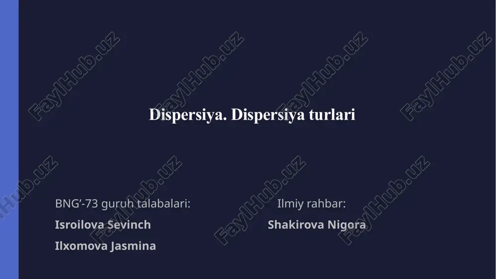 dispersiya. dispersiya turlari — PPTX