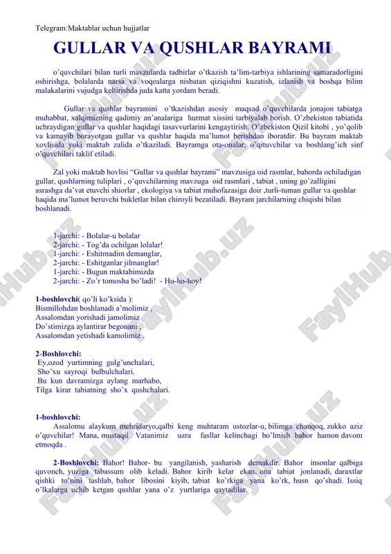 gullar va qushlar bayrami — DOC