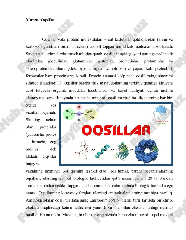 oqsillar — DOCX
