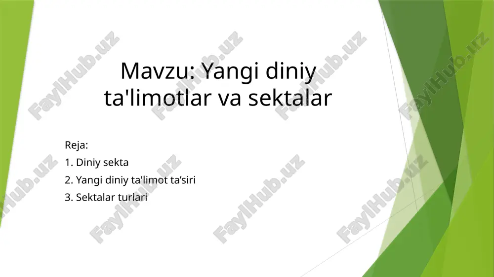 yangidiniy ta'limotlar va sektalar — PPTX
