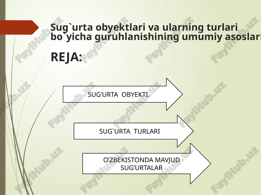 sug`urta obyektlari va ularning turlari bo`yicha guruhlanishining umumiy asoslari — PPTX