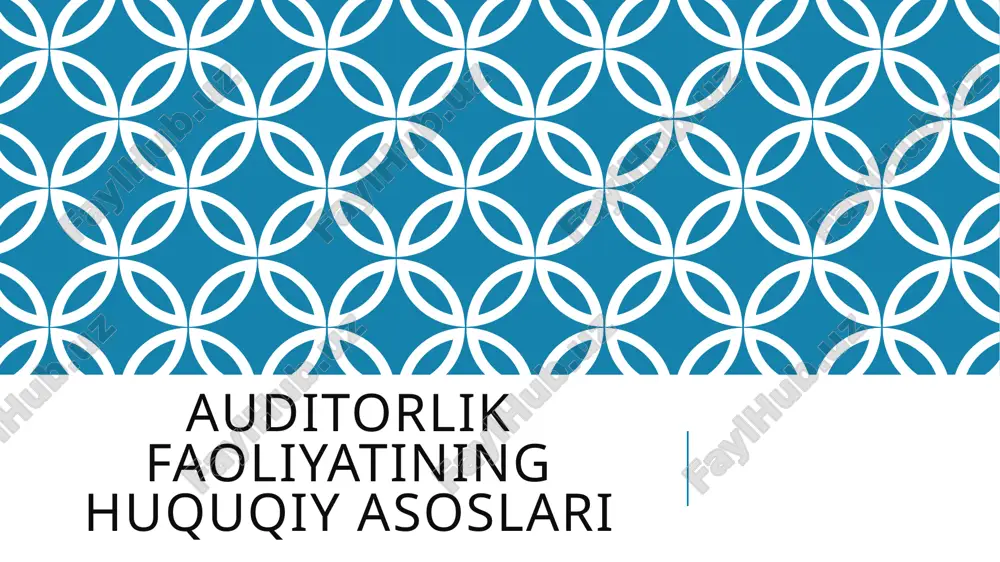 auditorlik faoliyatining huquqiy asoslari — PPTX