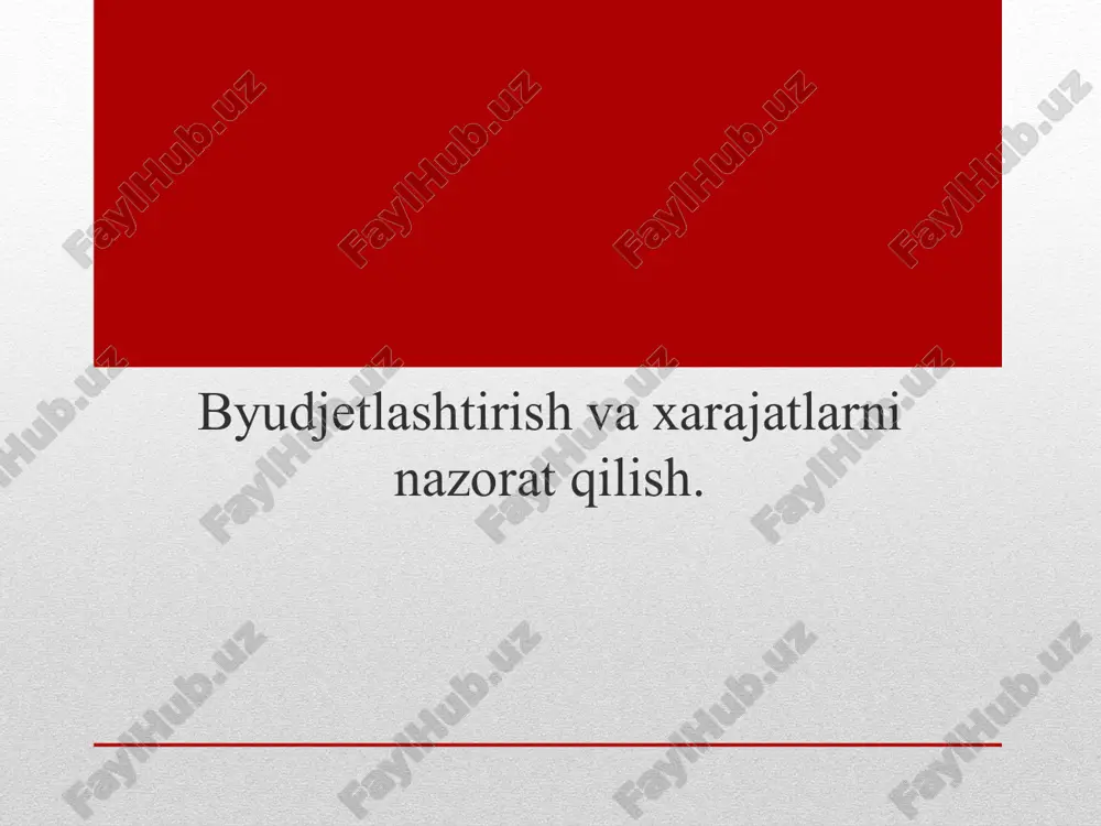 byudjetlashtirish va xarajatlar nazorat qilish — PPTX
