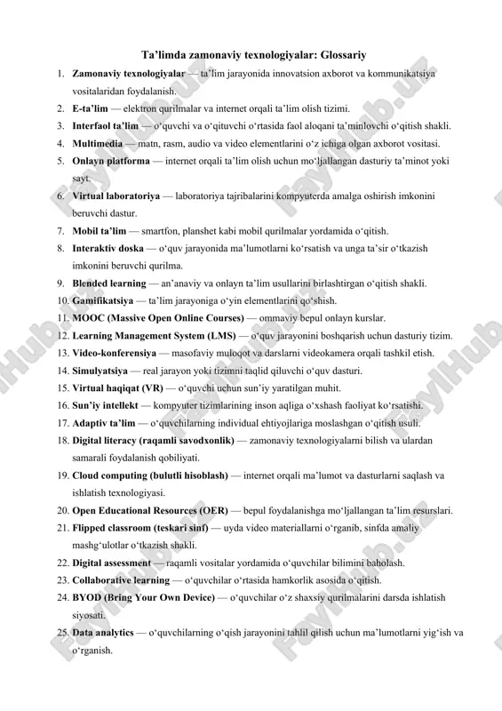 zamonaviy texnologiyalar glossariy — DOCX