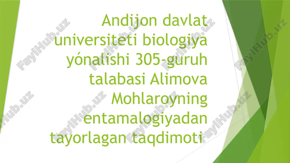 alimova mohlaroyning entamalogiyadan tayorlagan taqdimoti — PPTX