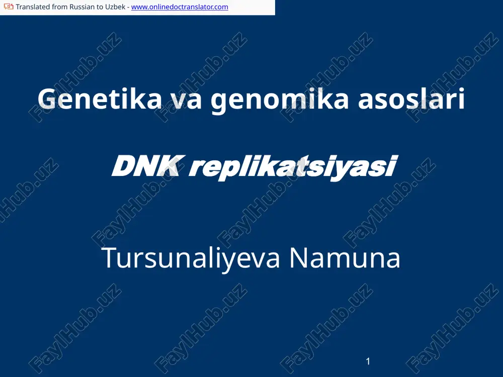 genetika va genomika asoslari — PPTX