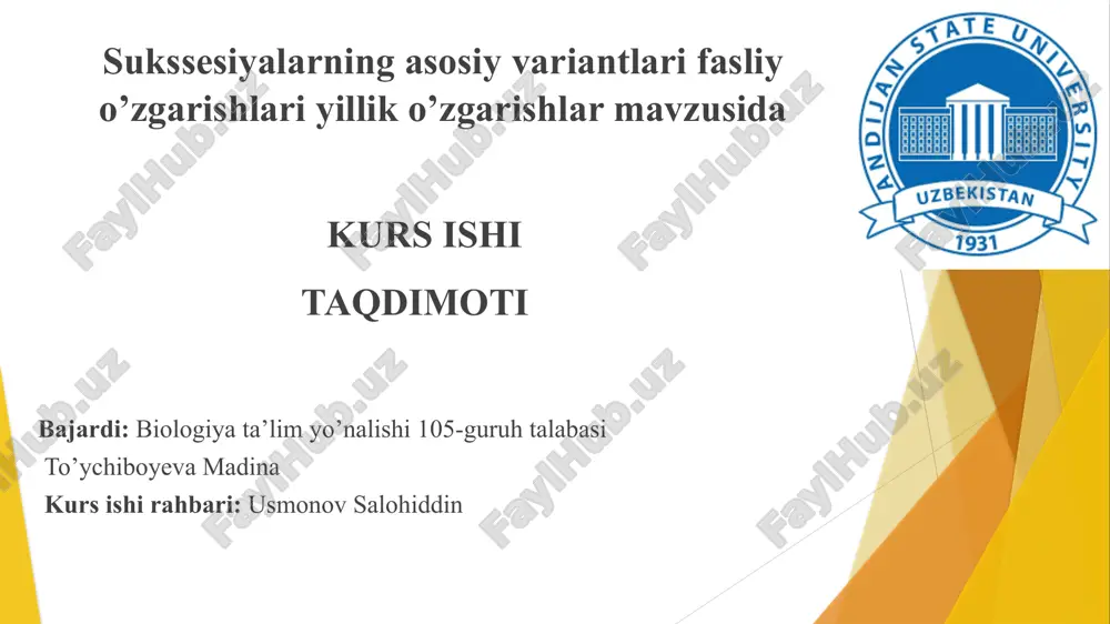 ekosistemalar va ekotizimlar dinamikasi — PPTX