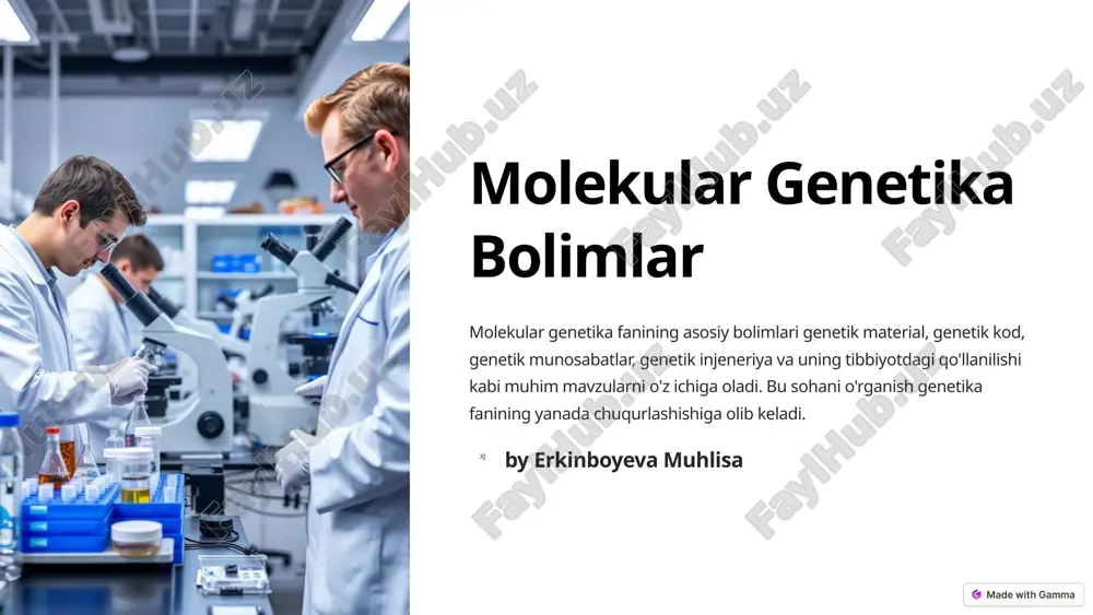 molekular genetika bolimlar — PPTX
