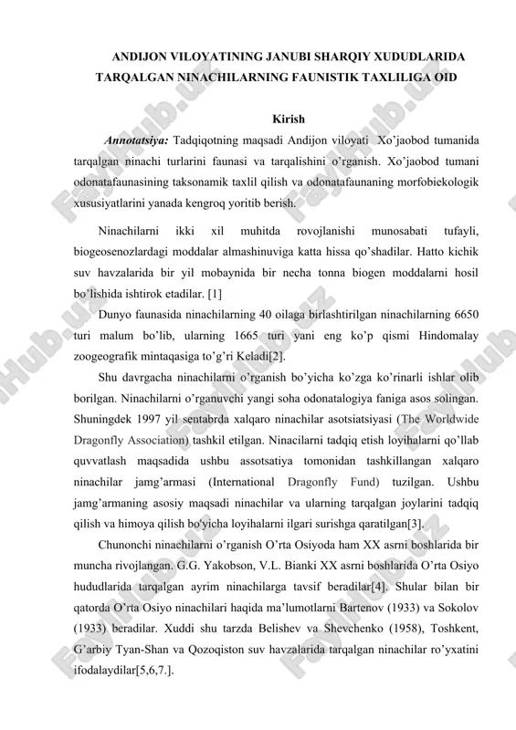 ninachilarning faunasi va tarqalishi — DOC