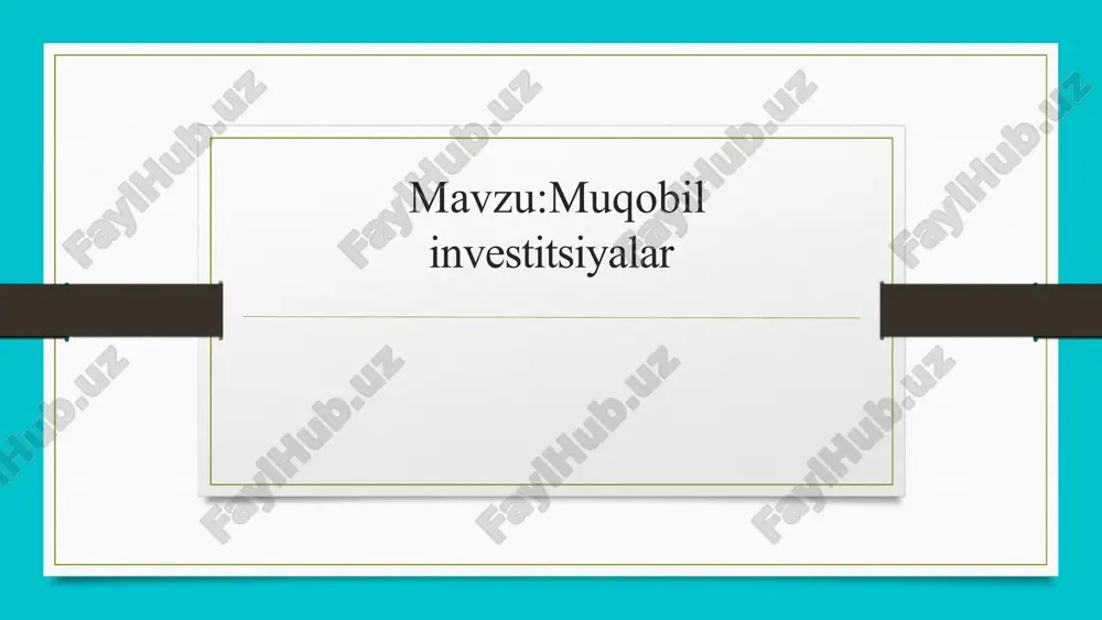 muqobil investitsiyalar — PPTX