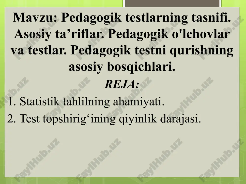 pedagogiktestlarning tasnifi — PPTX