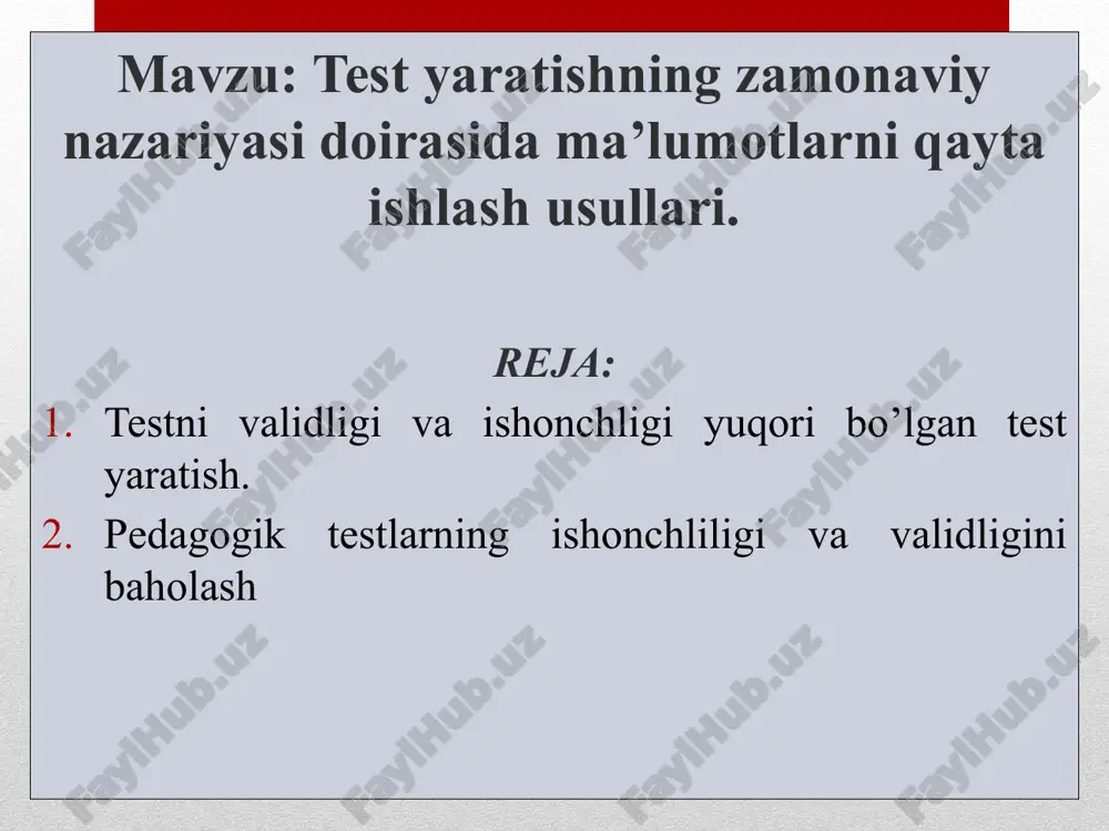 testyaratishning zamonaviy nazariyasi — PPTX