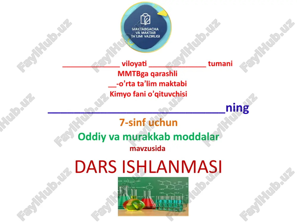 kimyo fani o’qituvchisi — PPTX
