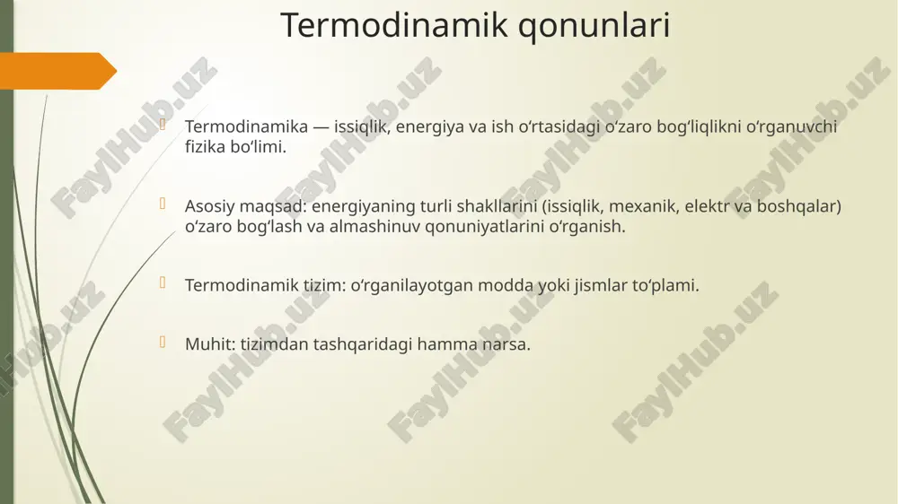 termodinamik qonunlari — PPTX