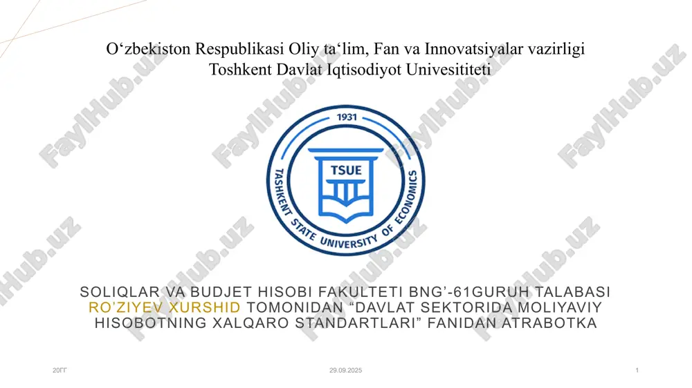 davlat sektori buxgalteriya hisobi metodlari — PPTX