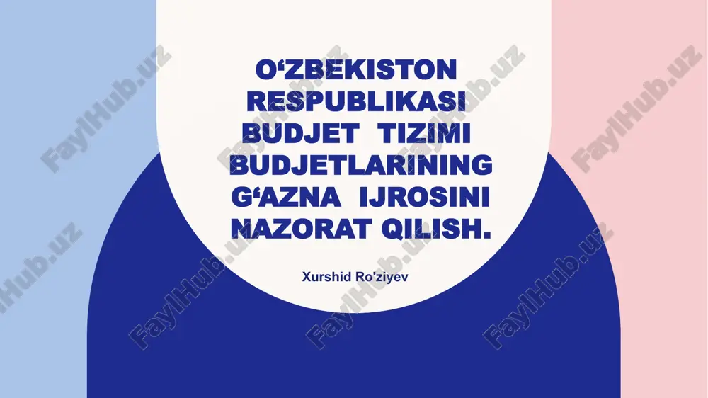 o‘zbekiston respublikasi budjet tizimi budjetlarining g‘aznai jarayonini nazorat qilish — PPTX
