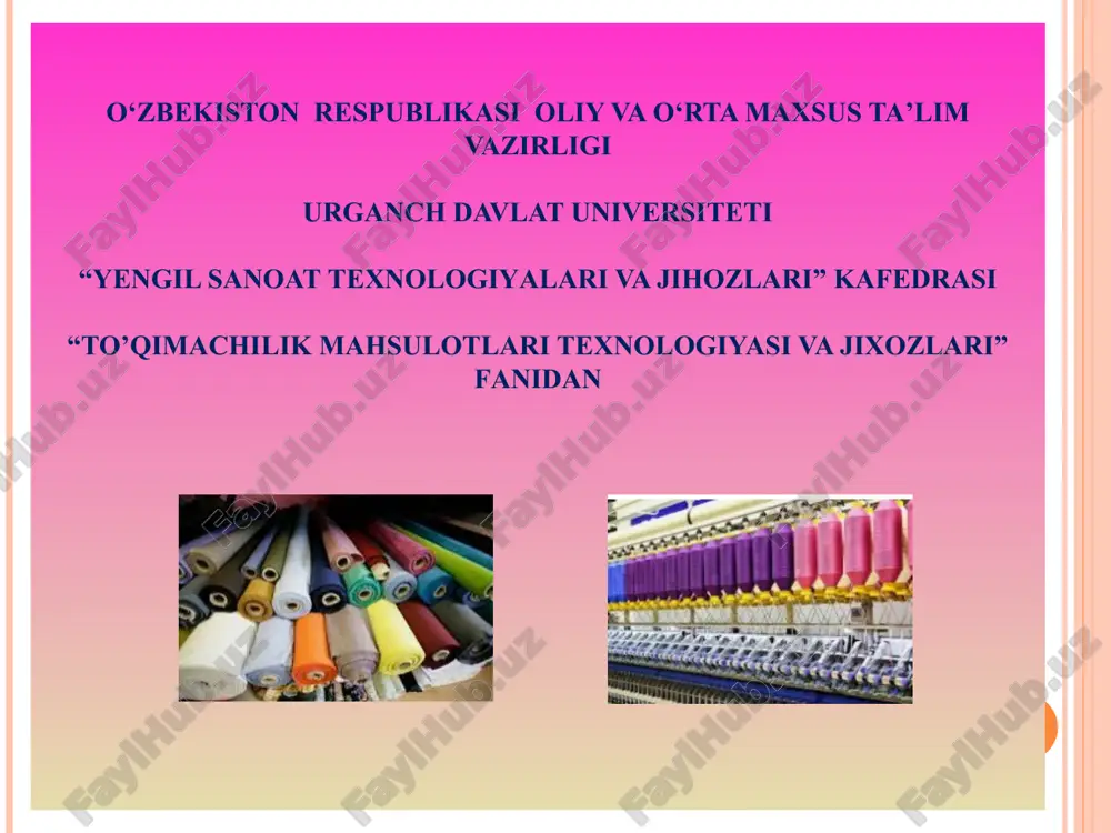 qayta o`rashjarayoni va jihozlari — PPT