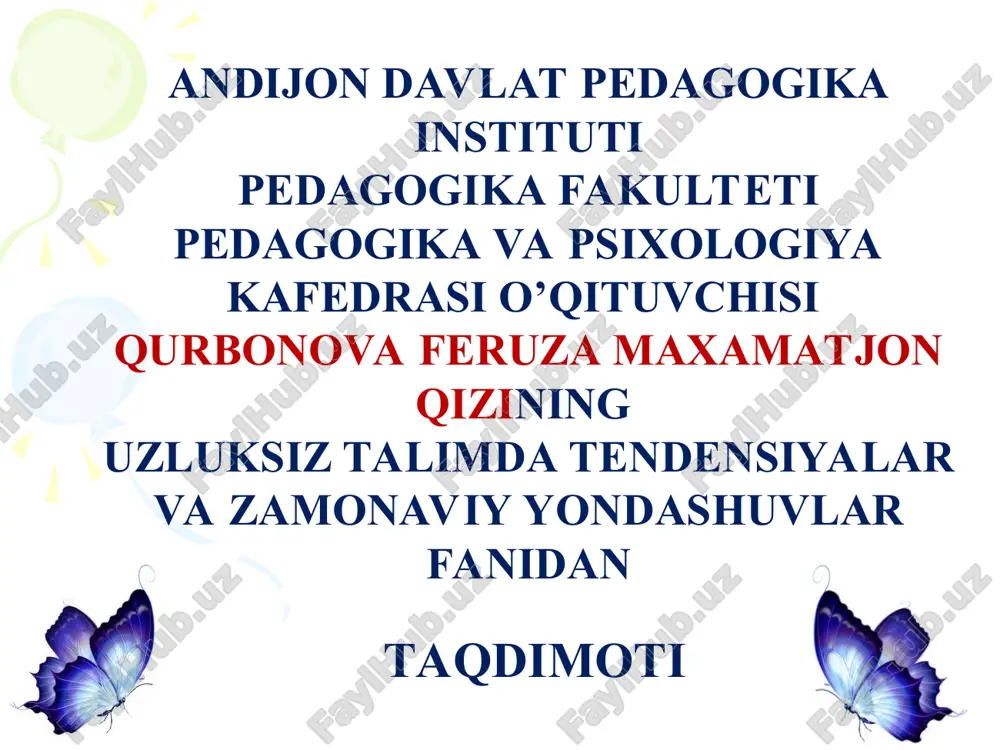 ta’limning xalqarolashuvi va globallashuvi — PPT