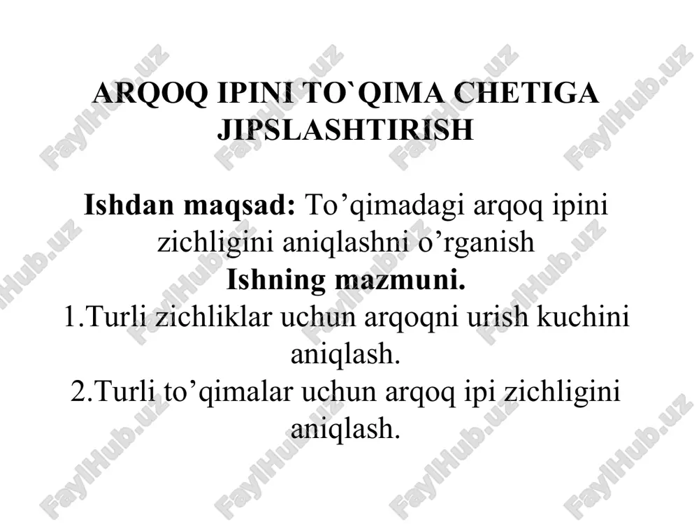 arqoq ipini to`qima chetiga jipslashtirish — PPT