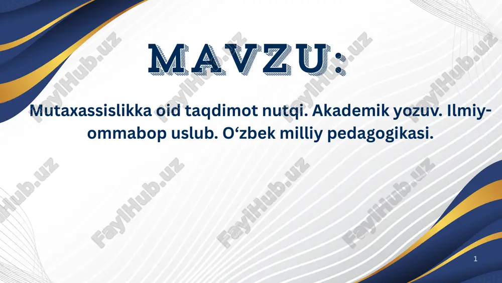 mutaxassislikka oid taqdimot nutqi — PDF