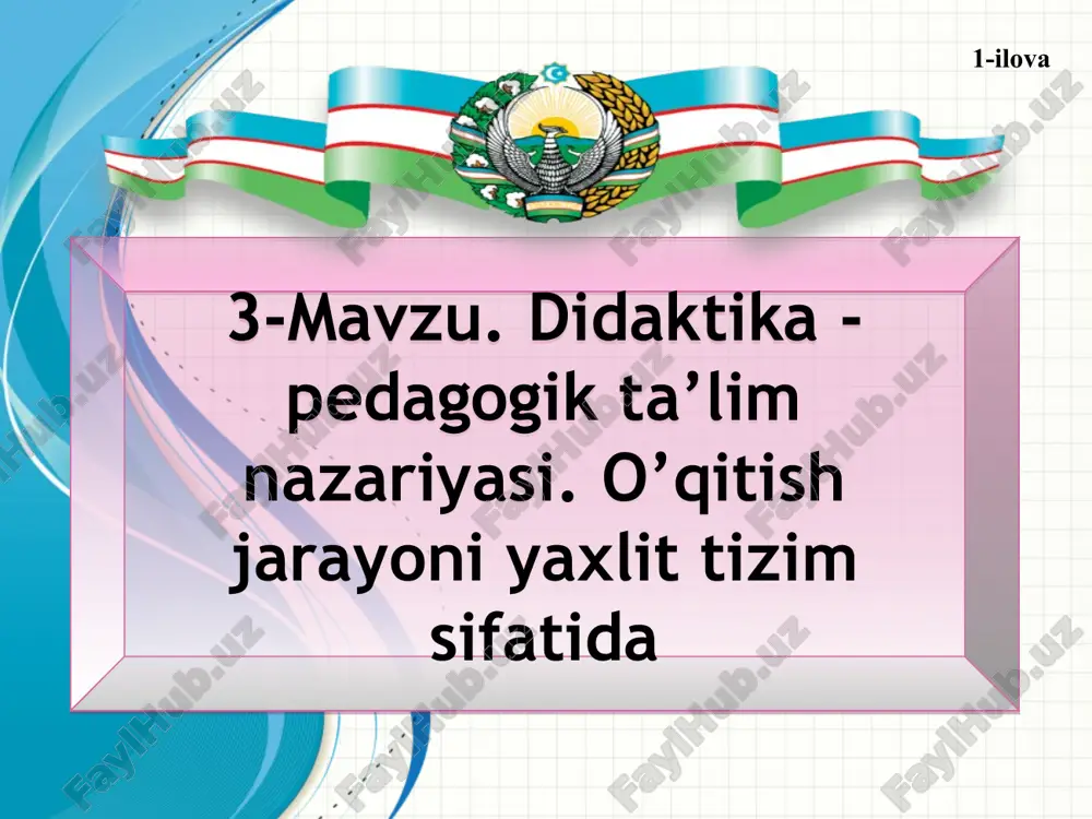 ta’lim nazariyasi (didaktika) — PPT