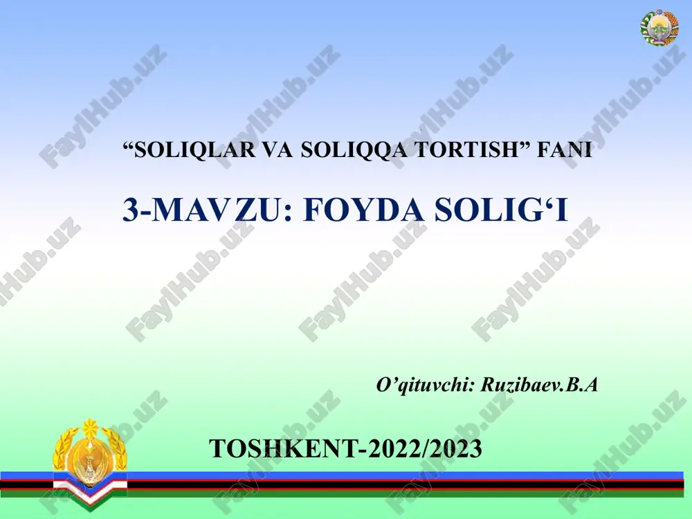 soliqlar va soliqqa tortish — PPT