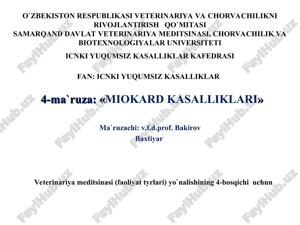 4-ma`ruza: «miokard kasalliklari» — PPT