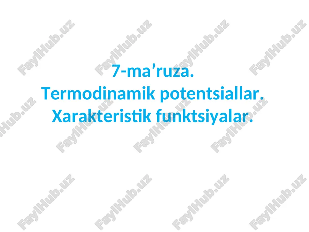 termodinamik potentsiallar — PPT