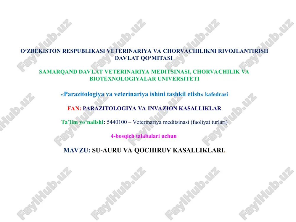 su-auru va qochiruv kasalliklari — PPT